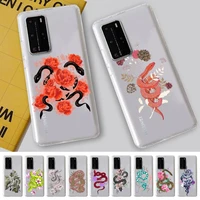 flower snake phone case for samsung s20 ultra s30 for redmi 8 for xiaomi note10 for huawei y6 y5 cover