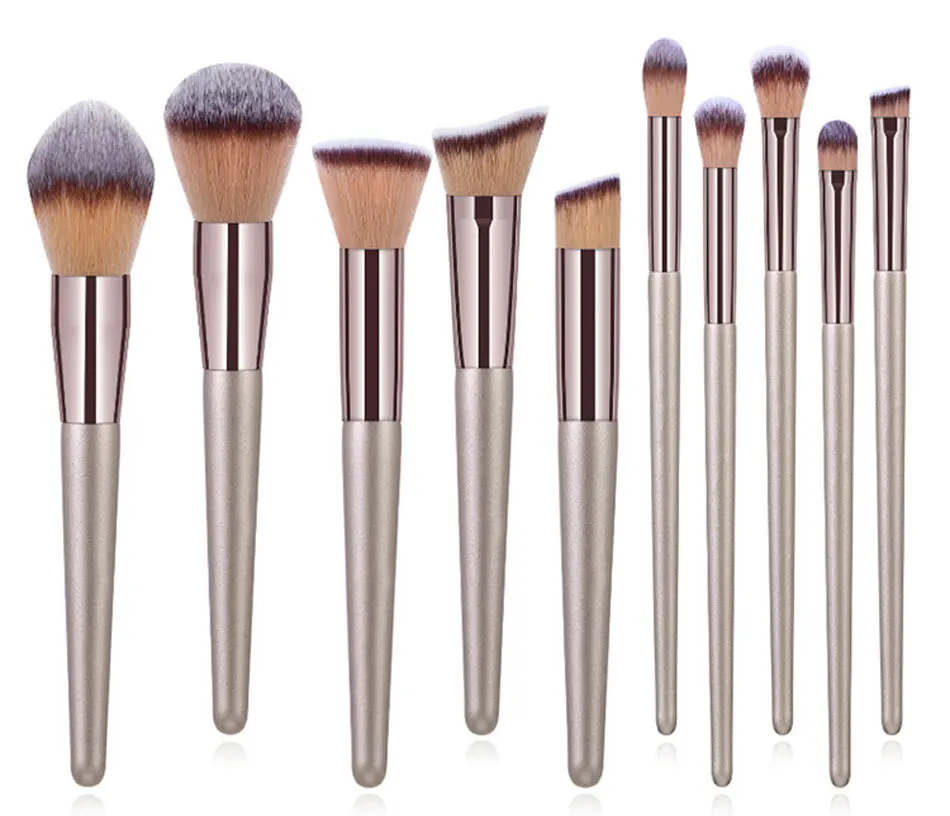 10/14pcs Champagne makeup brushes set for cosmetic kabuki blending make up brush foundation powder blush eyeshadow beauty tool |