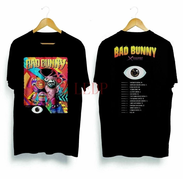 

Bad Bunny Tour 2019 With Dates Mens Black T-Shirt Size S-4XL