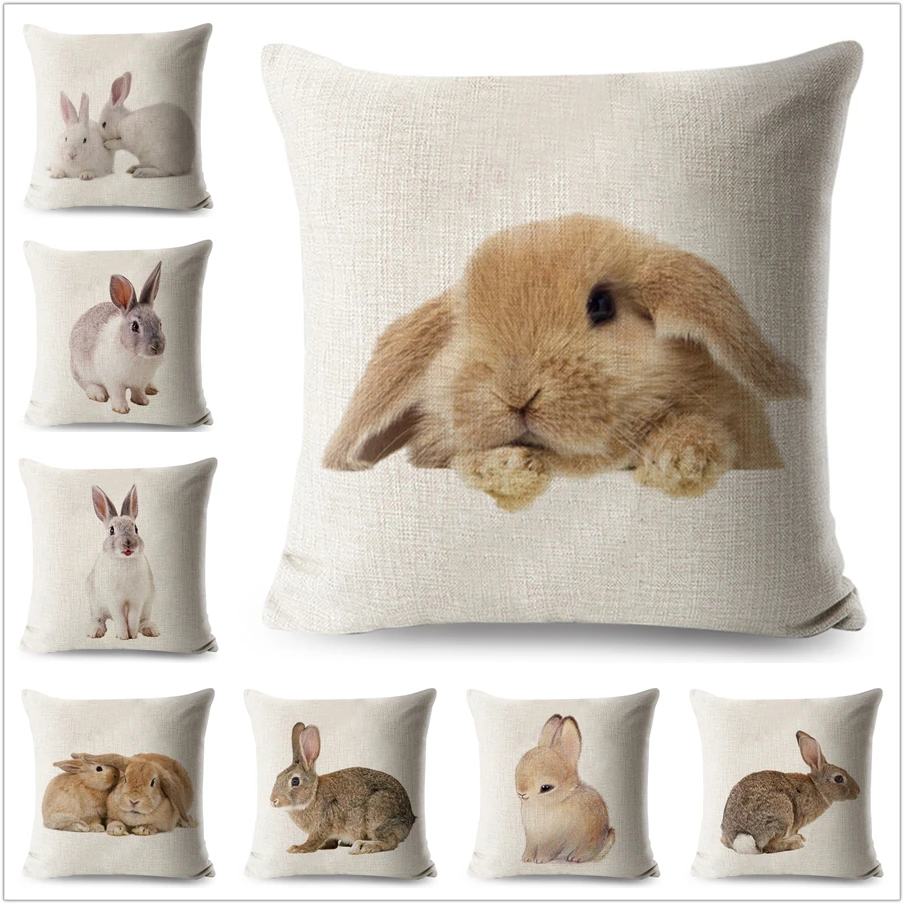 

Lovely Bunny Cushion Cover Decor Cute Rabbit Pillowcase for Sofa Home Car Children Room Polyester Pillow Case 45 * 45 cm