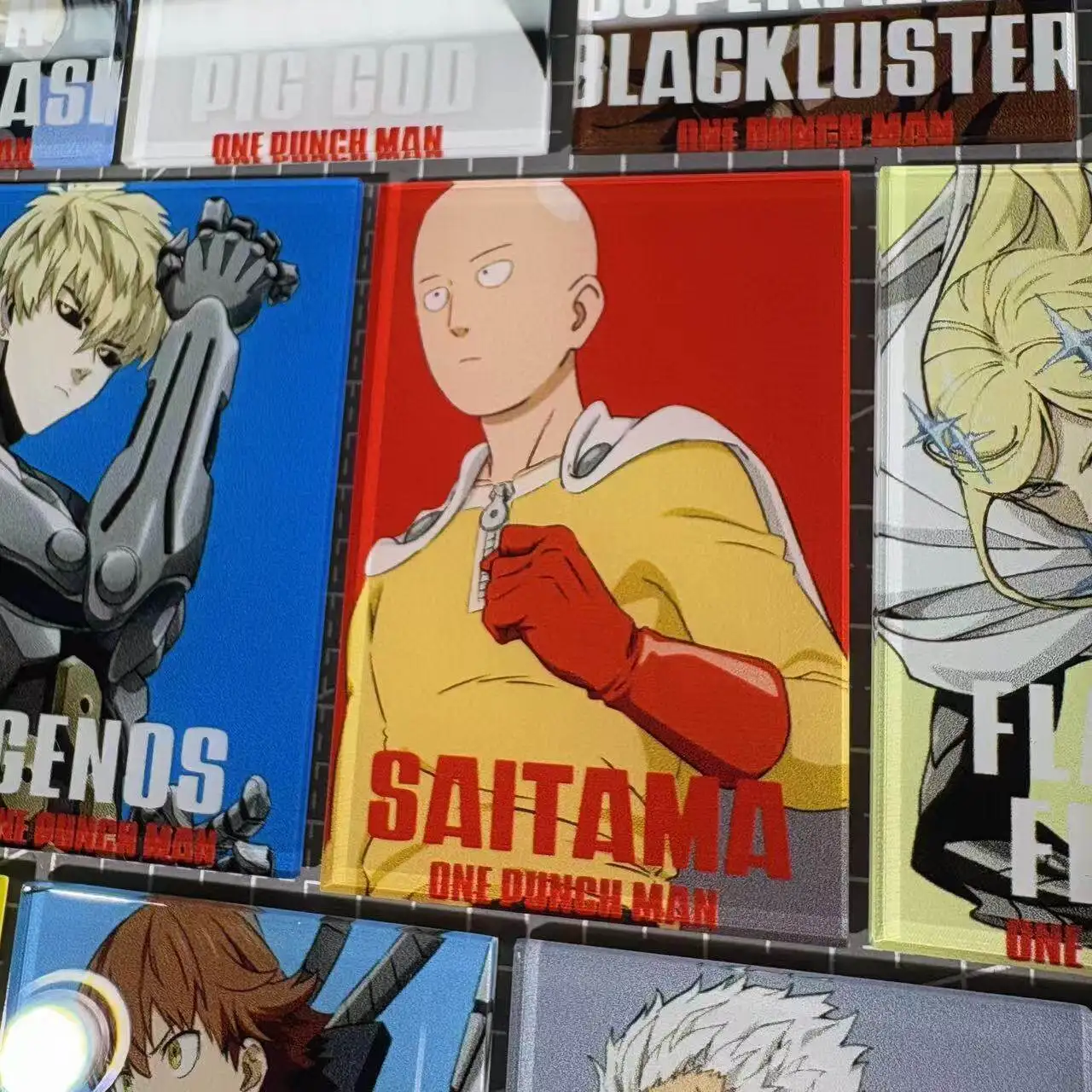 Фото Магнит на холодильник One-Punch Man из акрила: Сайтама и Генос. Коллекционный сувенир, аниме-арт, украшение. №4