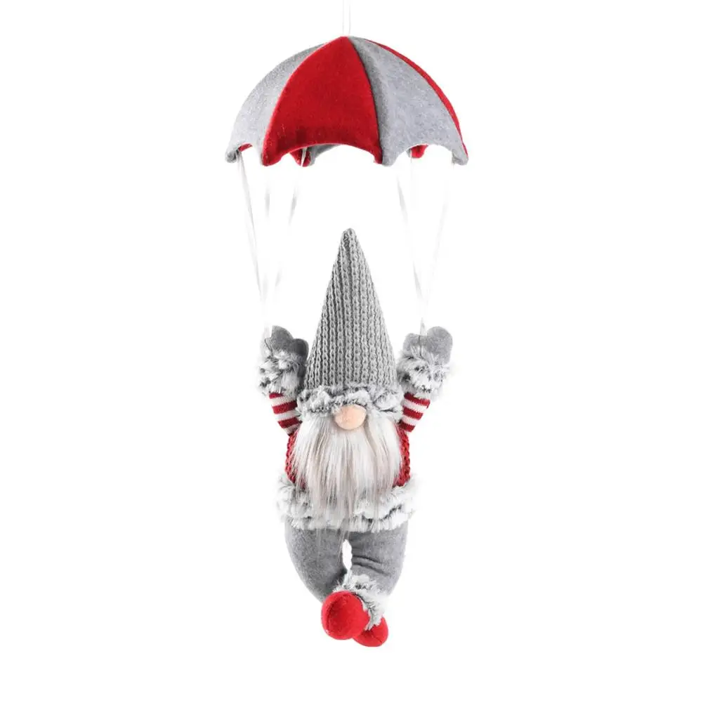 Christmas Gnomes Holiday Knitting Gnome Ornament Long Beard Dwarf With Parachute Soft Plush Faceless Doll Suitable For Christma