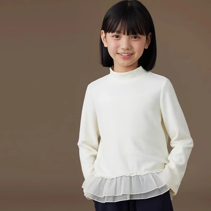 Базовая рубашка для девочек и мальчиков однотонная водолазка свободная детская