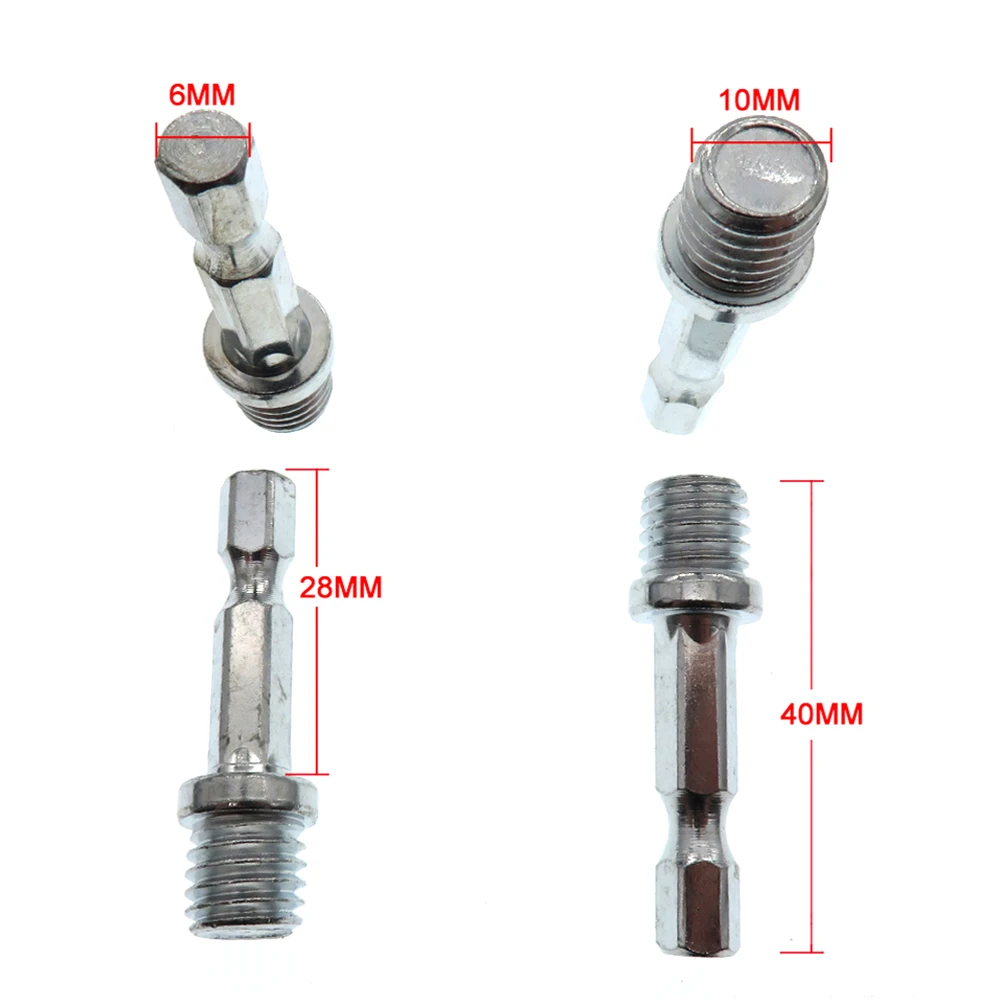 

10pcs 1/4Inch Shank Connecting Rod Adapter Drill Chuck M10 Thread Polishing Disc Connection Hexagon Connecting Rod Power Tool
