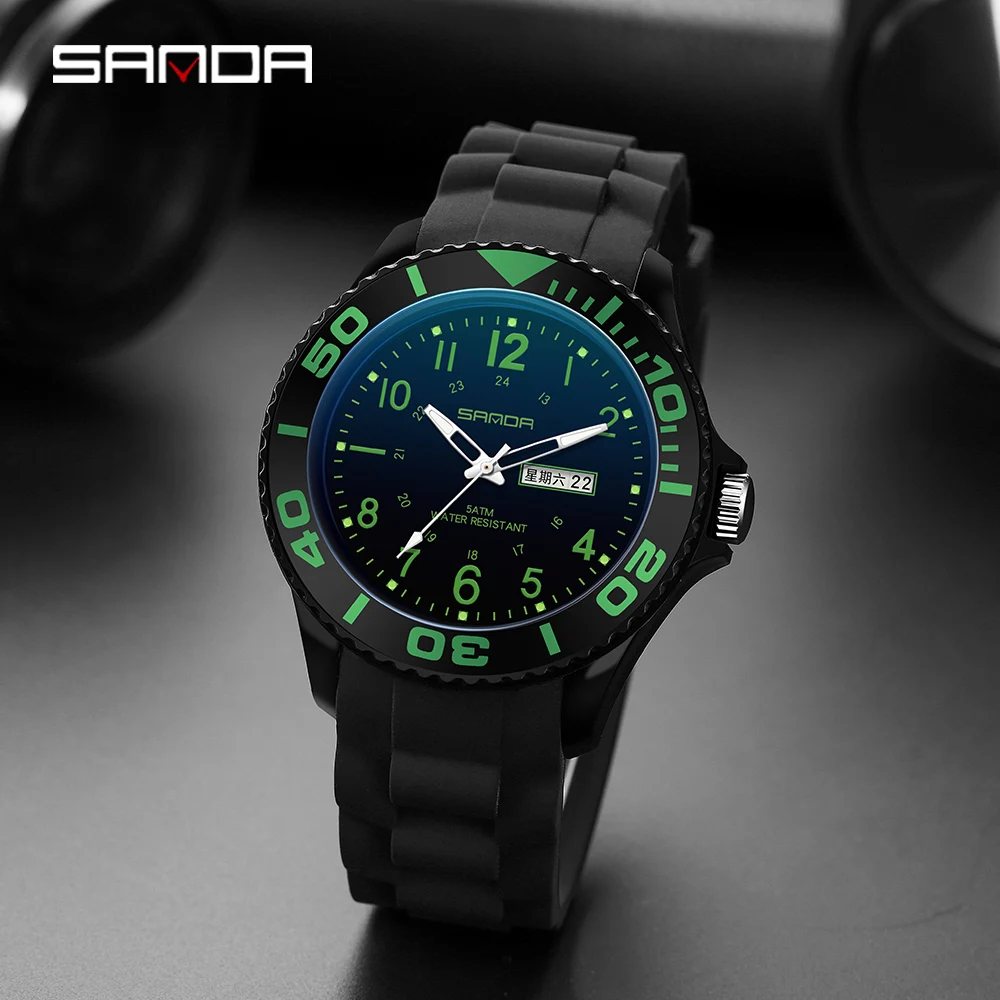 Sanda Fashion Leisure Sports Watch simple personality night fluorescent digital wrist watch dual calendar Quartz Watch