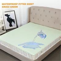 bamboo fiber fabric bedspread waterproof fitted sheet non slip solid flat sheets bed protector pad bedsheet cover