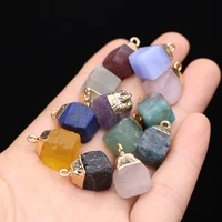 3pc natural crystals stones cube charms amethyst rose quartz amazonite stone pendants for jewelry making diy necklaces earrings