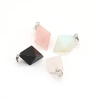 natural crystal stone pendants octahedral shape quartz agate opal accessories jewelry making necklace earrings