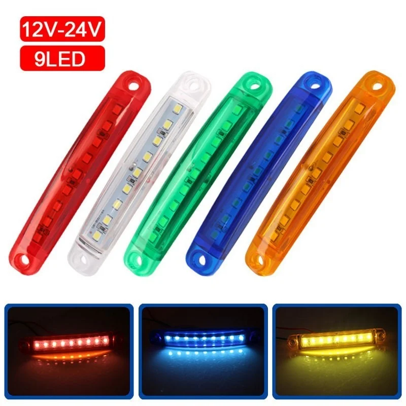 

9LED Truck Trailer Side Marker Indicators Light 12/24V Auto Car Bus Truck Lorry Side Marker Light Low Trailer Rear Warning Lamp