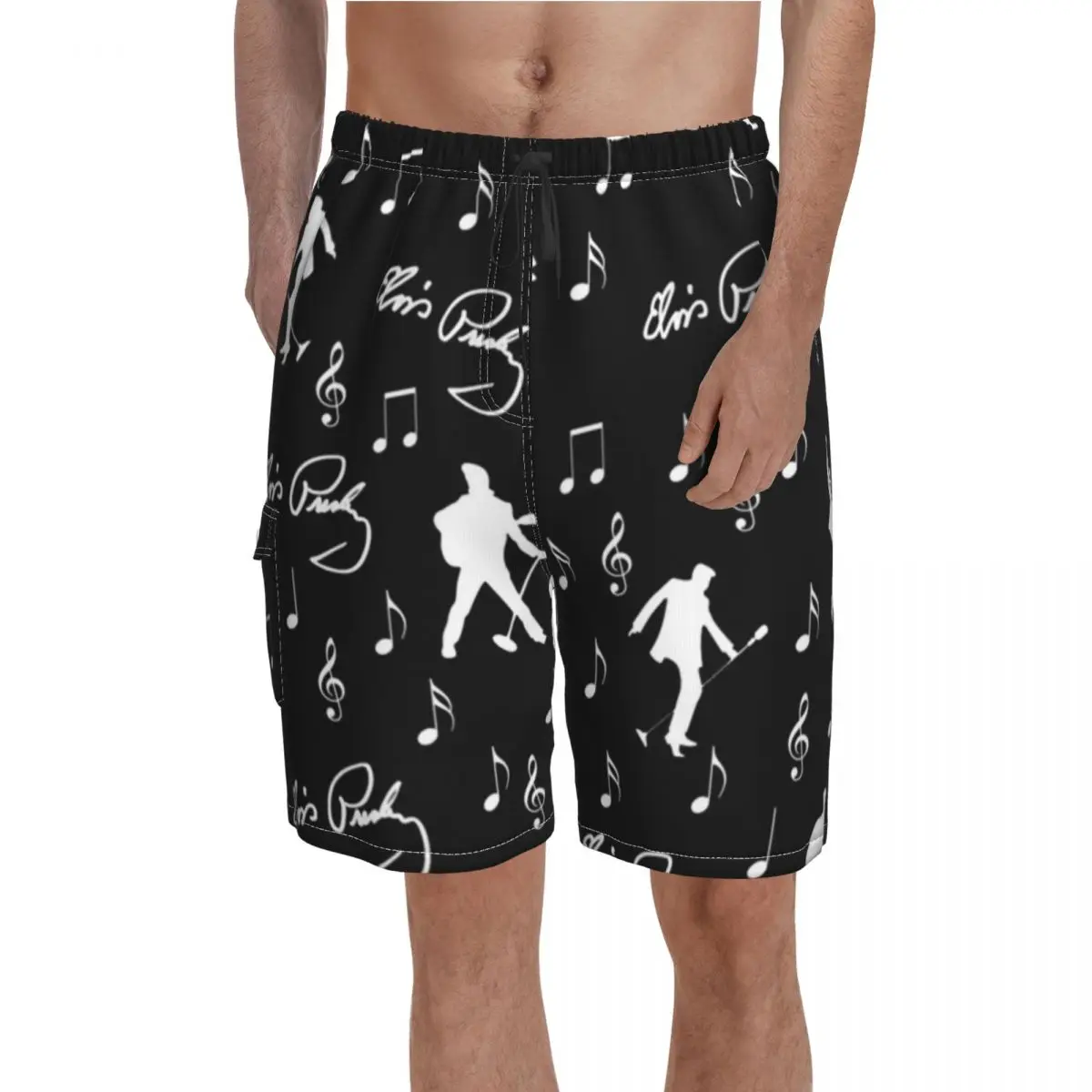 Elvis Presley Board Shorts Music Pattern Pattern Beach Short Pants Man Printed Large Size Swimming Trunks Gift Idea
