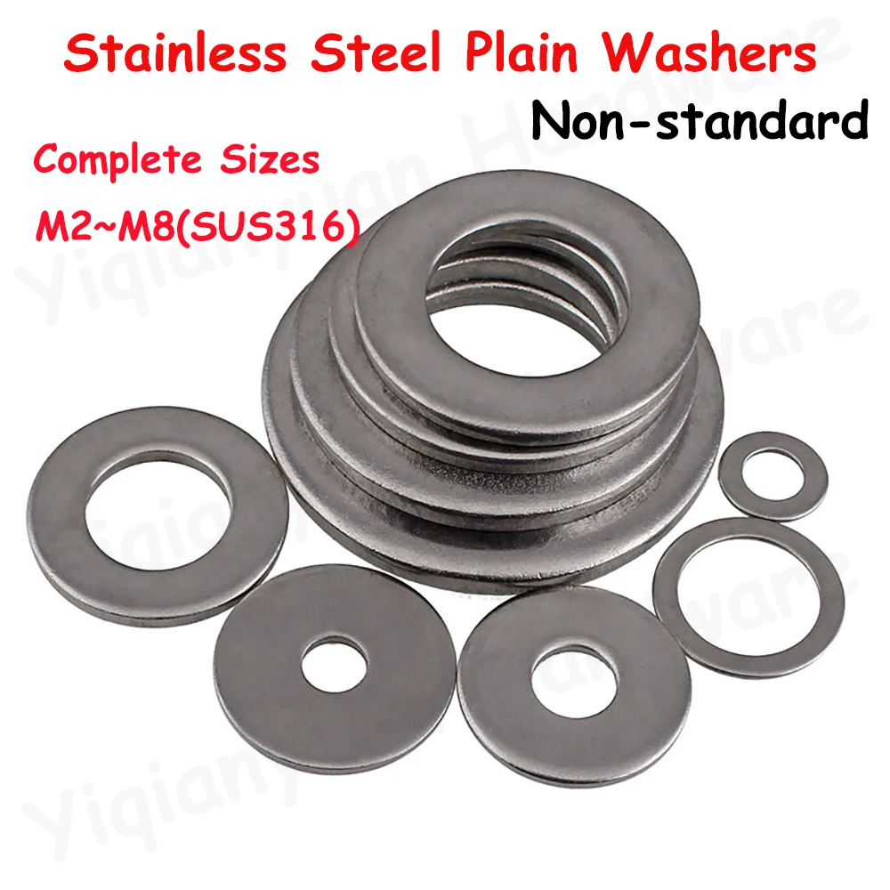 

M2 M2.5 M3 M4 M5 M6 M8 SUS316 Stainless Steel Non-standard Plain Washers Flat Gaskets Shims for Cylinder Complete Sizes Rings