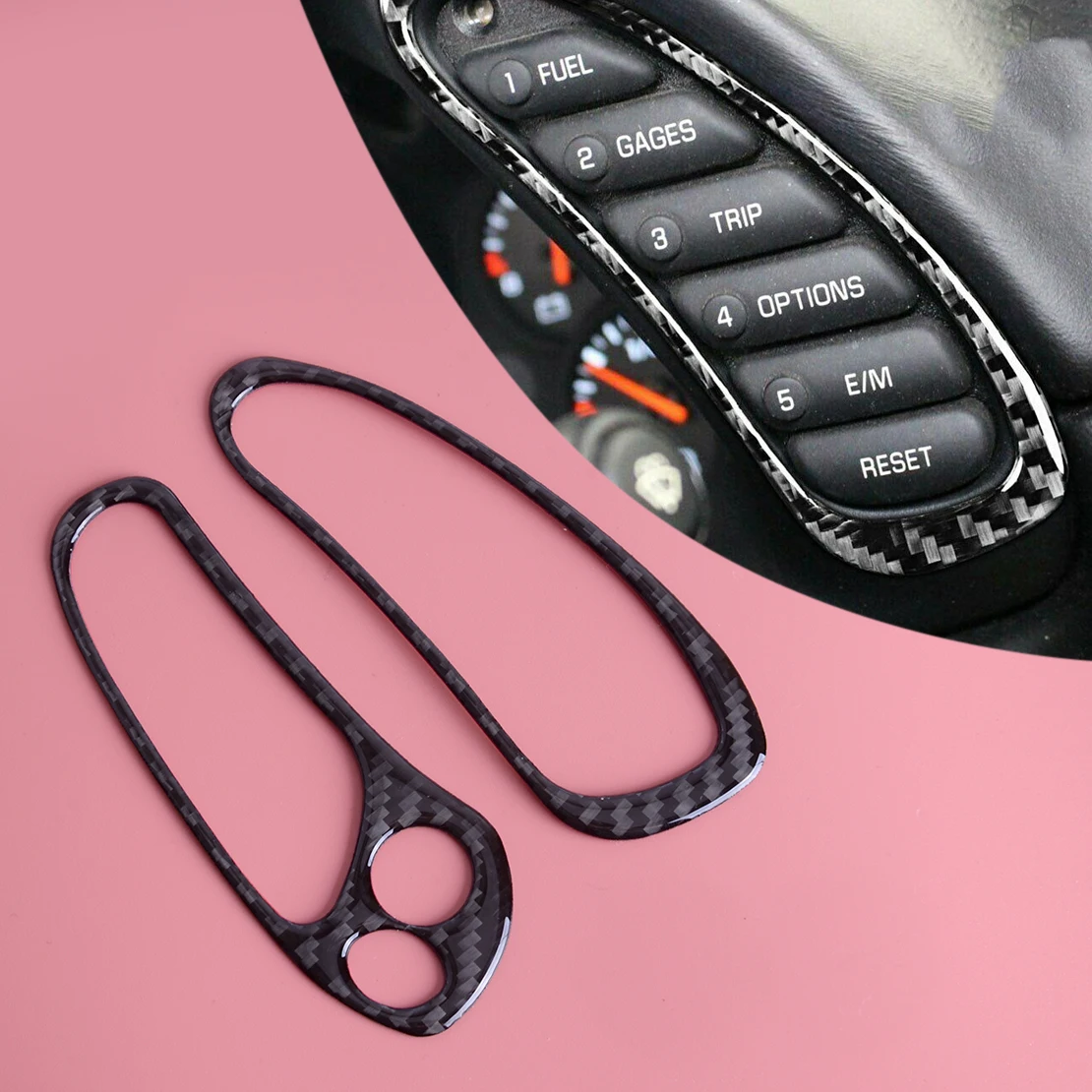 

Черная наклейка на приборную панель из углеродного волокна с боковой кнопкой и переключателем, рамка с отделкой, подходит для Chevrolet Corvette C5 1998 1999 2000 2001-2002