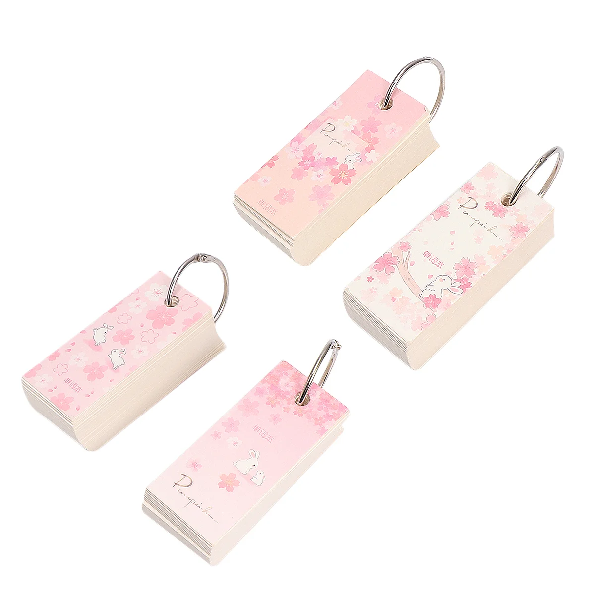 

4pcs Sakura Pink Binder Note Pads Portable Loose-Leaf Notepad Flash Cards Memo Scratch Notes Pads for School Office (Mixed