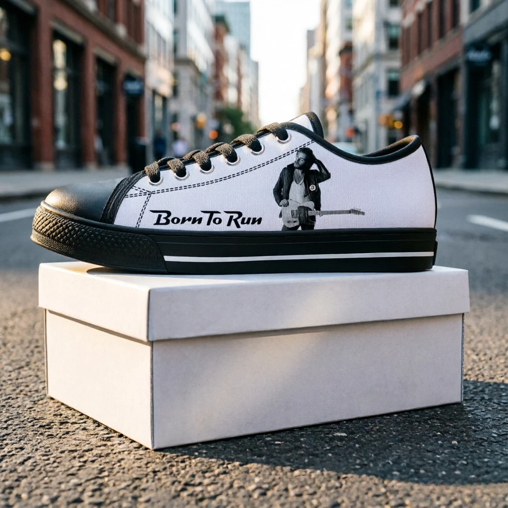 Фото Кеды Born To Run Rock Legend Canvas Shoes, повседневные кроссовки унисекс, тематические кроссовки в стиле Брюса Спрингстина, мужская и женская обувь №3