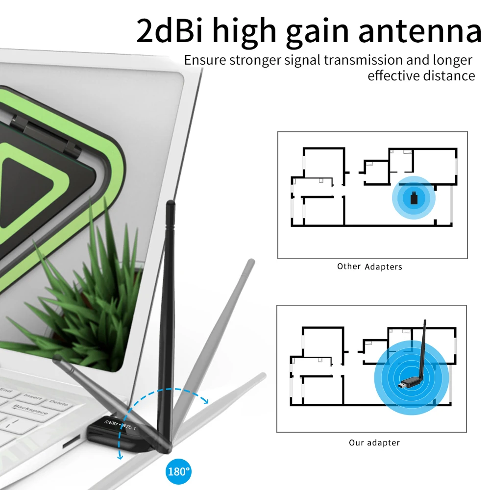 

1pc Wireless V5.1 100m Dongle USB Adapter For Windows 7/8.1/10/11 Stereo Receiver Transmitter For PC Laptop Speaker Accessories