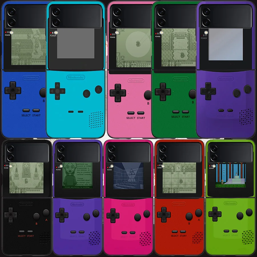 

Game Console Case for Samsung Galaxy Z Flip3 Flip4 5G Black Hard Cell Phone Cover Z Flip 3 4 Luxury PC Shell Zflip3 Coque