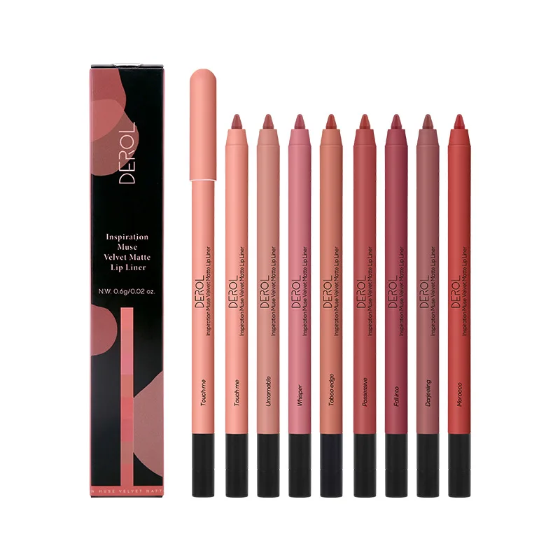 

8 Colors Matte Lipstick Lip Liner High Chroma Velvet Mist Lipliner Long Lasting Not Easy To Smudge Lips Makeup Pen Pencil