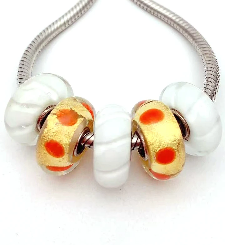 

Бусины из серебра 100% пробы с муранским стеклом