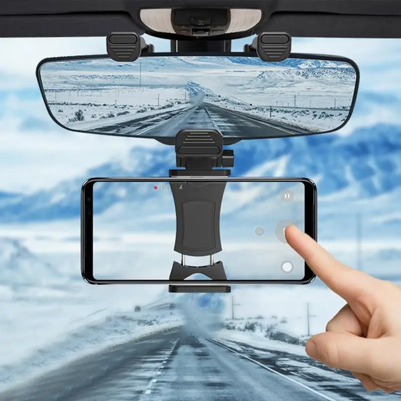 

Rear View Mirror Phone Holder 360 Rotatable And Retractable Car Rearview Mirror Phone Mount Smartphone Stand Car Holder