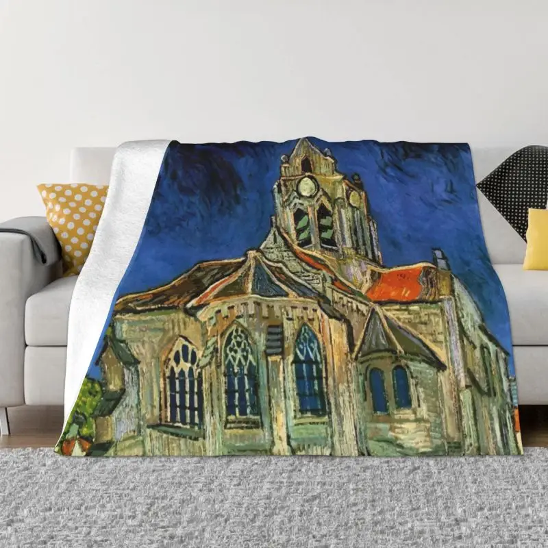 

The Church At Auvers Sofa Fleece Throw Blanket Warm Flannel Vincent Van Gogh Blankets for Bedroom Car Couch Bedspreads