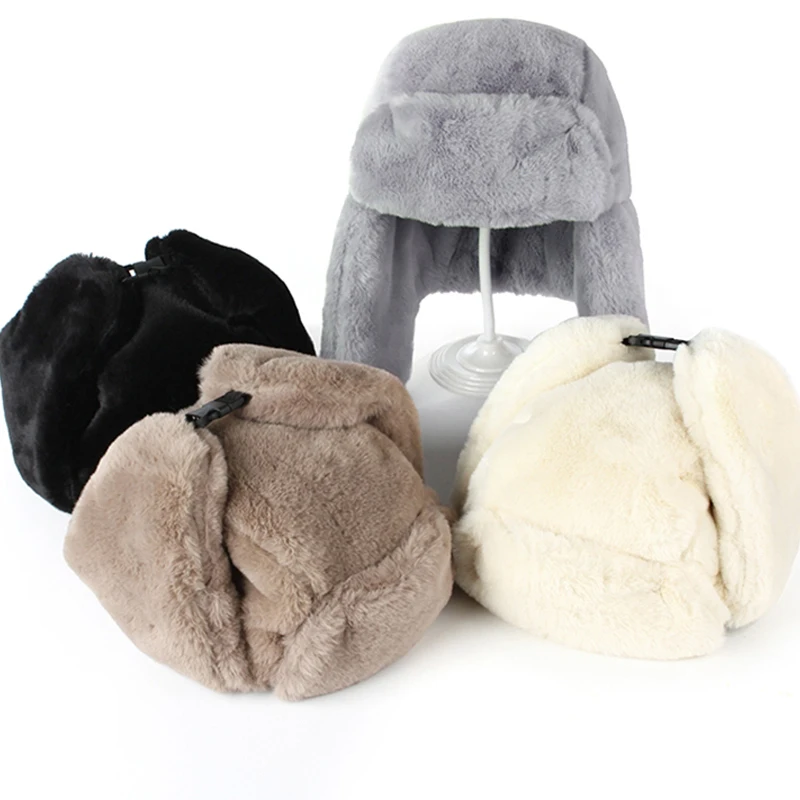

Winter Ear-flapped Hat For Men and Women Hat Warm Earmuffs Thicken Plush Windproof Cap Cycling Skiing Outdoor Bomber Hat