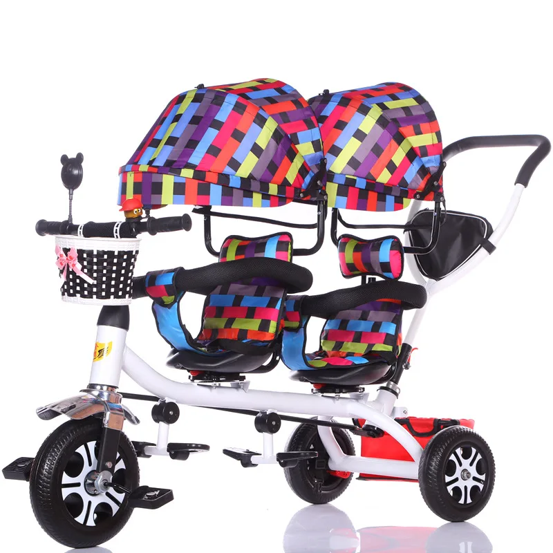 

Twin Baby Stroller Double Baby Stroller Artifact Children's Trolley Can Sit and Lie Down Folding Light Stroller Artifact