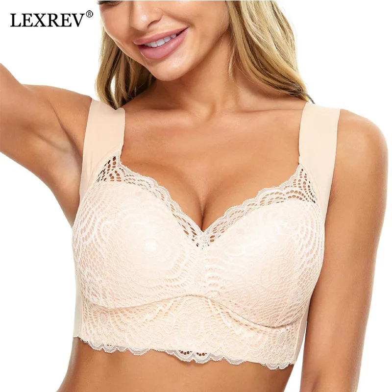 

Plus Size Lace Bras For Women Wire Free Corsets Sexy Vest Lingerie Thin Cup Brassiere Girls Sleep Sports Underwear S-7XL