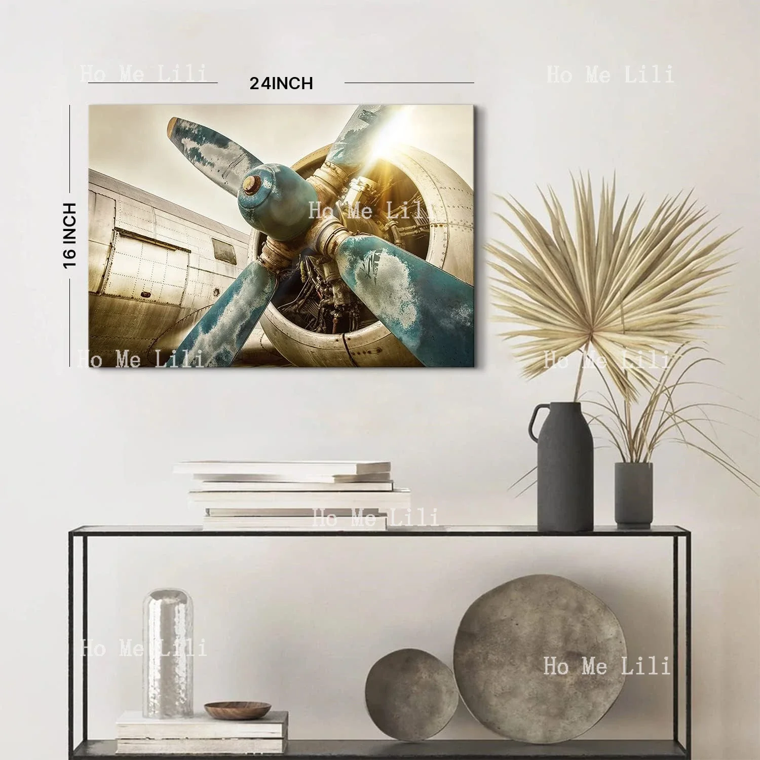 Винтажный самолет настенное искусство авиационный пропеллер печать на холсте