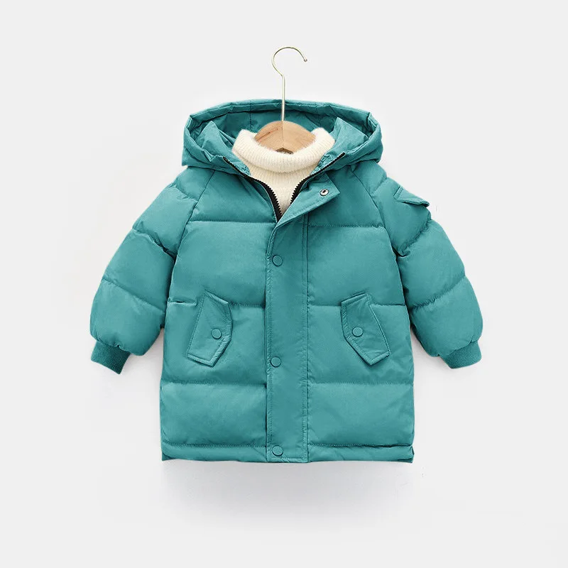 

Kids Children's Down Outerwear Winter Boys Casual Hooded Clothes Girls Cotton-Padded Parka Coats Thicken Warm Long Jackets