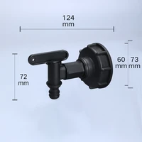 12 inch s60x6 thread plastic ibc tank tap 15mm adapter garden hose connection with switch valve water tank fittings