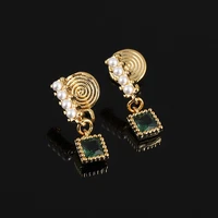 fashion all in one mosquito coil ear clip square emerald zircon earrings fairy earrings party jewelry gift wholesale hot sale
