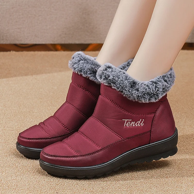 Snow Women Boots Fur Ladies Shoes Zipper Winter Shoes for Women Punk Waterproof Ankle Boots Plush Warm Footwear Botas Mujer
