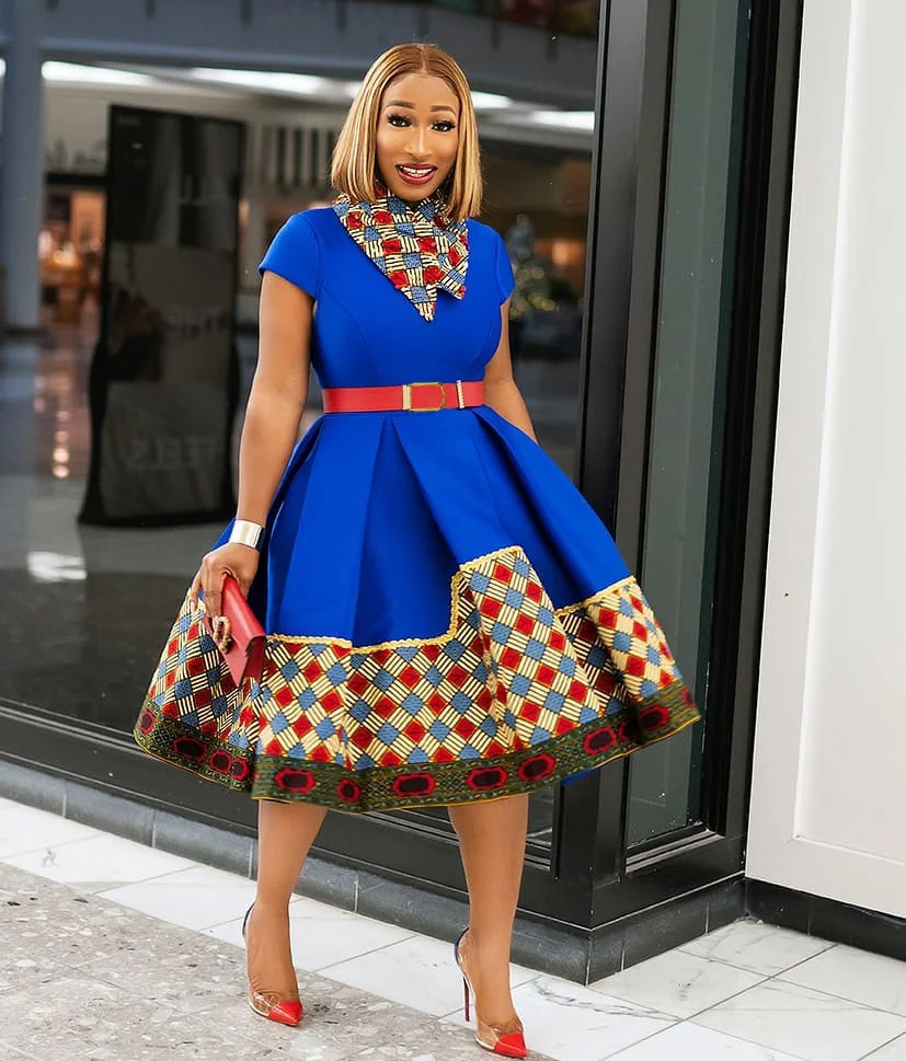 Women Dresses Fashion New Style Gorgeous And Stunning Africa Elegant Classic Ankara Styles Dress Prints Blue  A-line Dress 2023