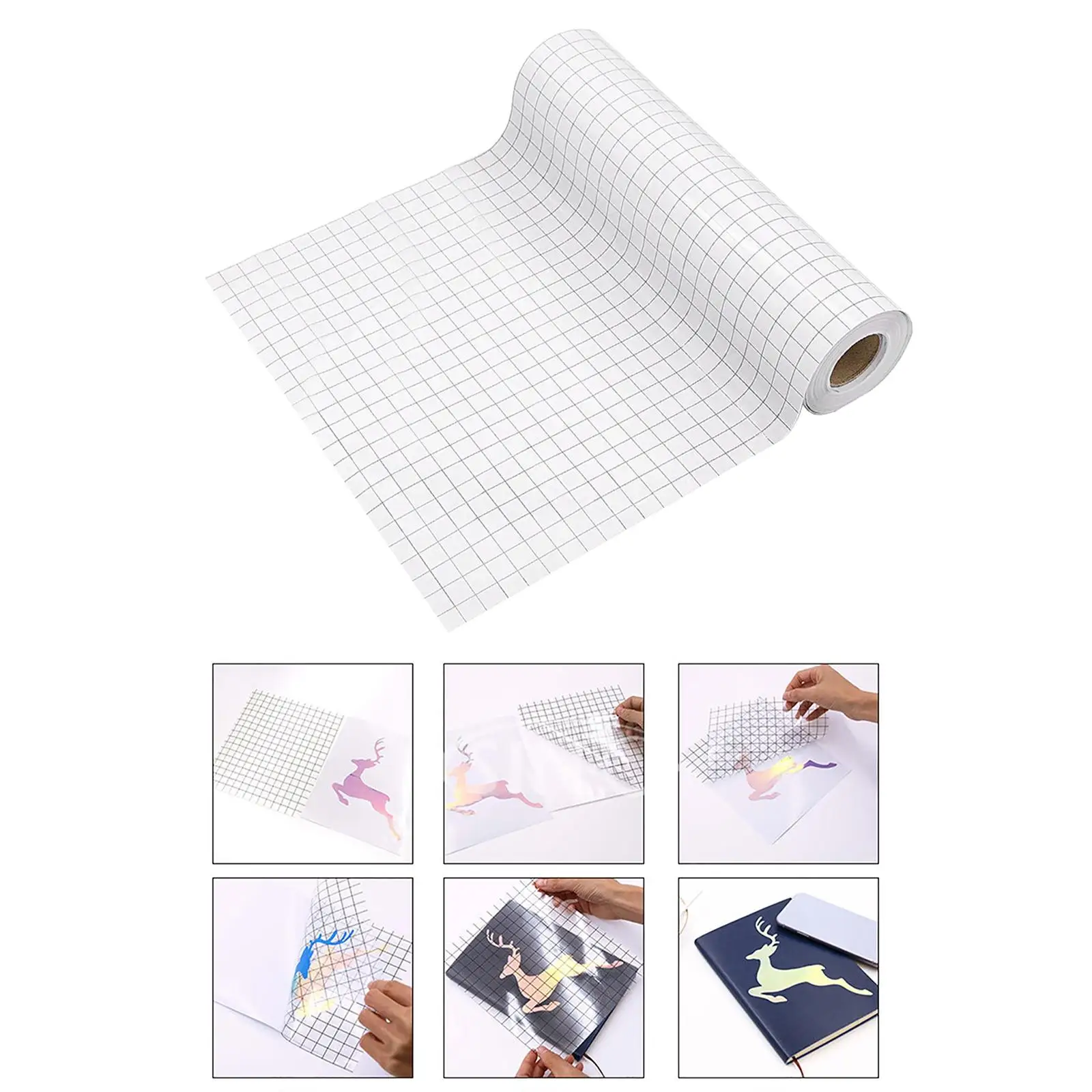 

Clear Vinyl Transfer Tape Roll(12"x50ft) Adhesive W/Alignment Grid for Decals Perfect Alignment of Silhouette Cameo