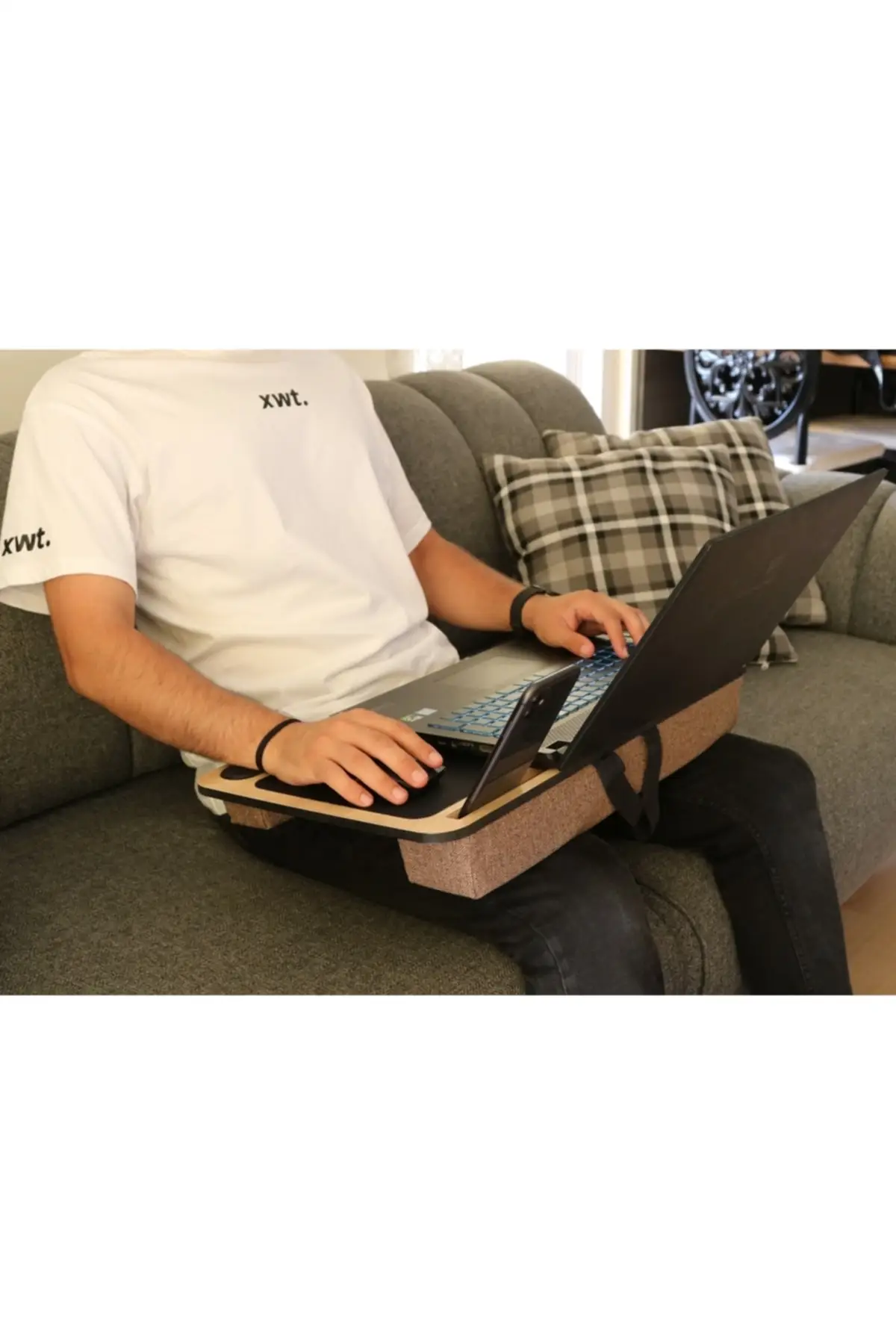

Cushioned Laptop Stand with Phone Motorola Xoom, Compartment Notebook Computer Work Table Adjustable Holder Portable Laptop Support