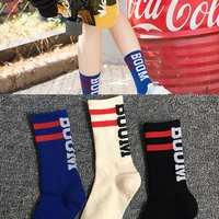 solid color striped alphabet socks womens autumn and winter european and american street hip hop sock japanese sports stockings