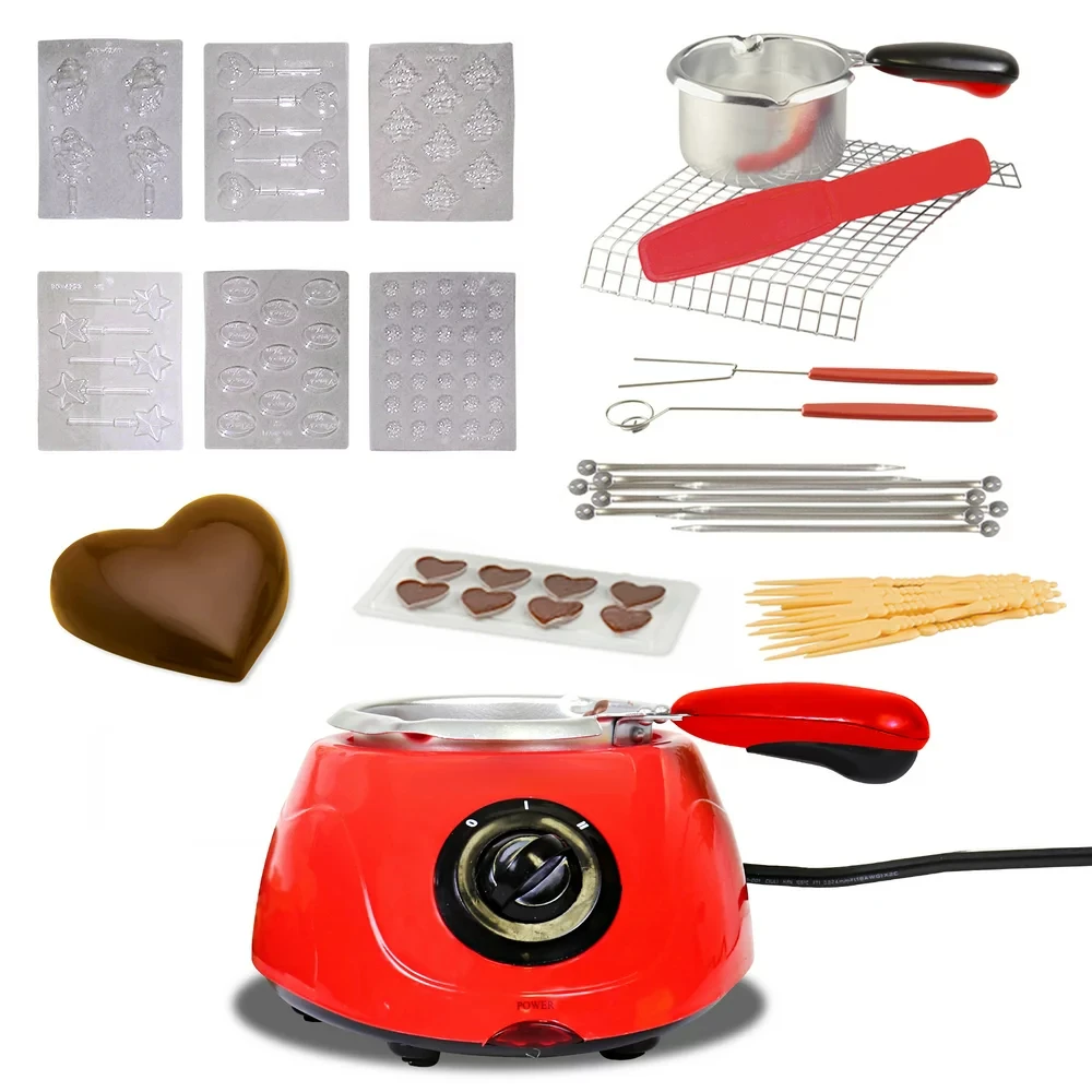 

Chocolate Fondue / Melting and Candy Making Kit, 8.8 (250 g) Capacity, with 32-Piece Accessory Kit for Candy-Making, Dessert,
