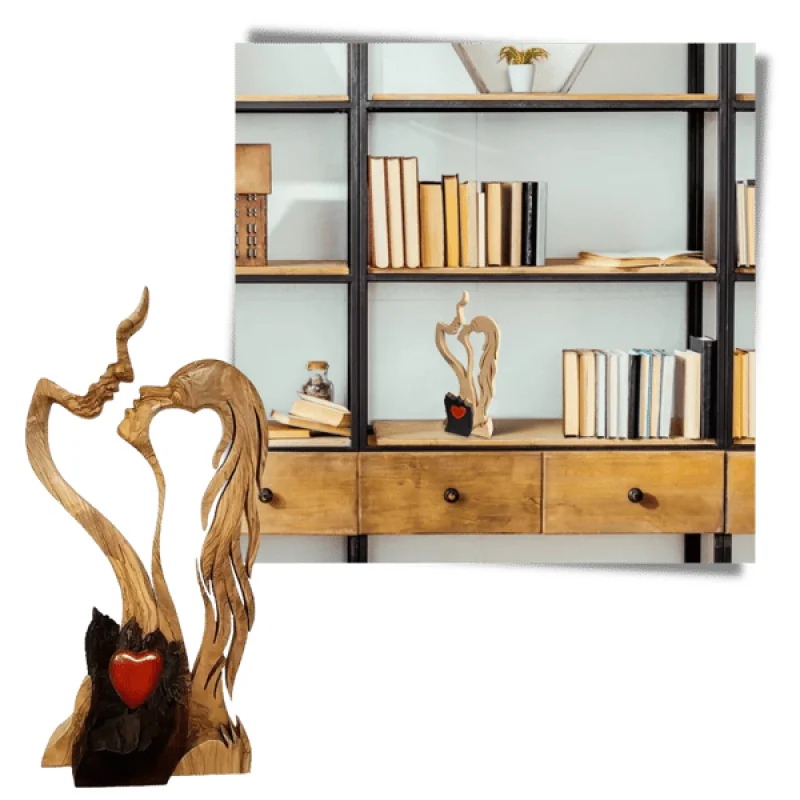 Любовь Вечные деревянные украшения Деревянное сердце Настольная скульптура