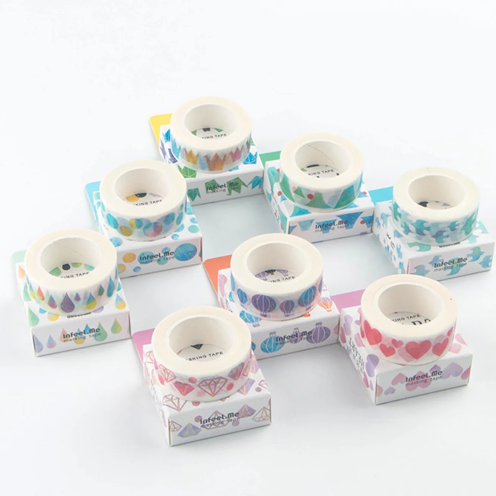 

8pcs Washi Tape Creative Sticky Paper Tape for Craft Gift Wrapping DIY Scrapbook Notebook Journals