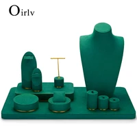 oirlv jewelry display set 11 pieces of green mannequin necklace stand ring stand earring stand jewelry storage rack
