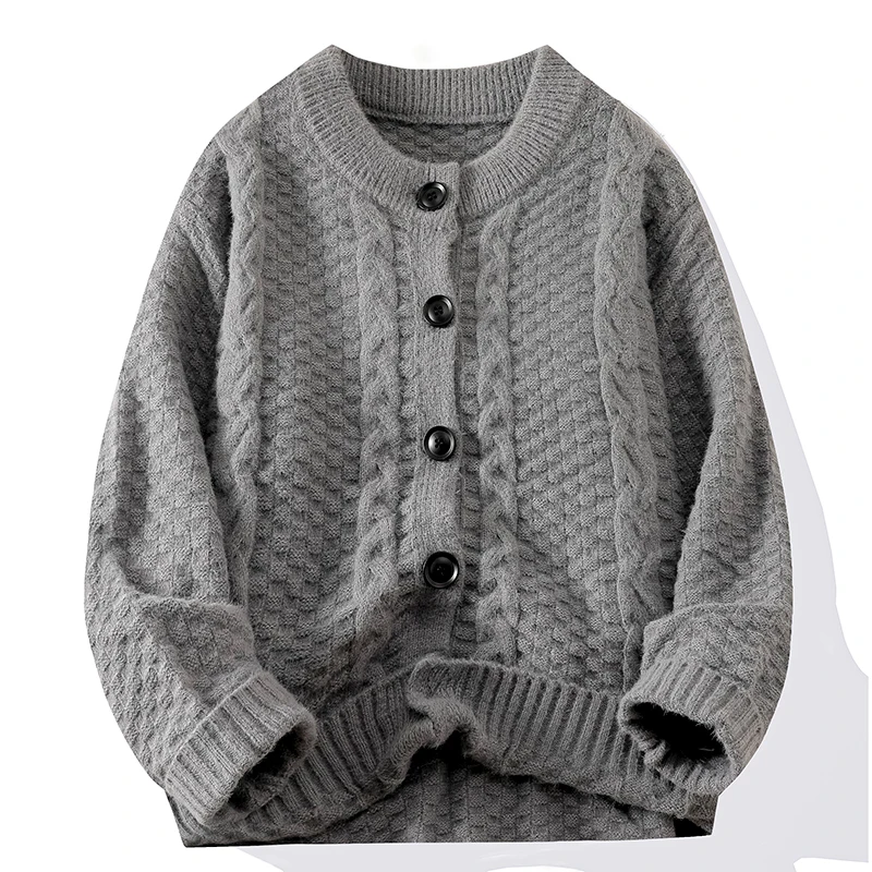 Мужской Кардиган Свитер С Круглым Вырезом Трикотаж Повседневный Свободный Крой