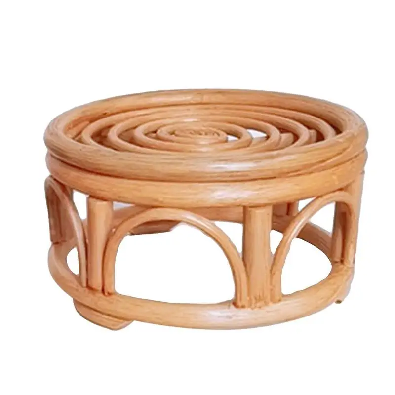 

Подставка для коротких растений, ротанговая стойка для цветов в скандинавском стиле, стеллаж для дома, ротанговая полка, стеллаж для кругло...