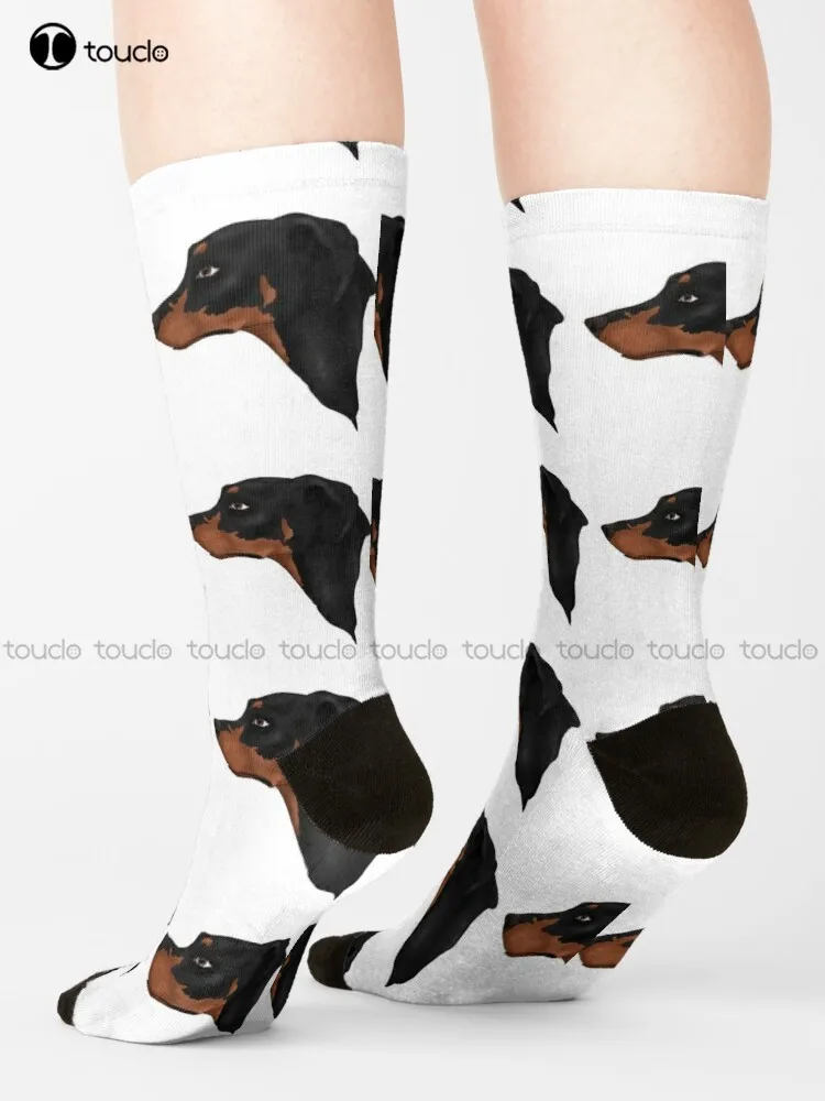 Черные и желтые носки Doberman с натуральными ушками походные Мультяшные удобные