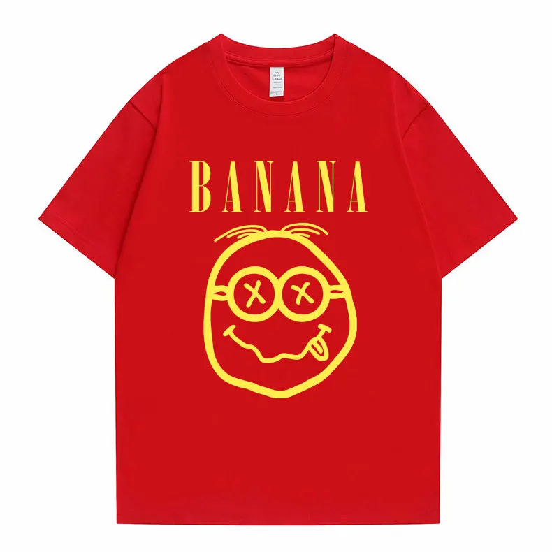 Banana Grunge Funny Meme Graphic Print T Shirts Rap Kanye West Minye Memes T-shirt Men Women Hip Hop Cartoon Oversized Tshirt