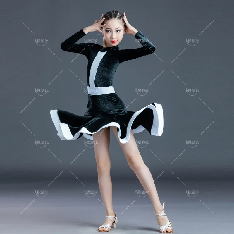 Платье для латиноамериканских танцев женщин и детей на осень зиму новый стиль