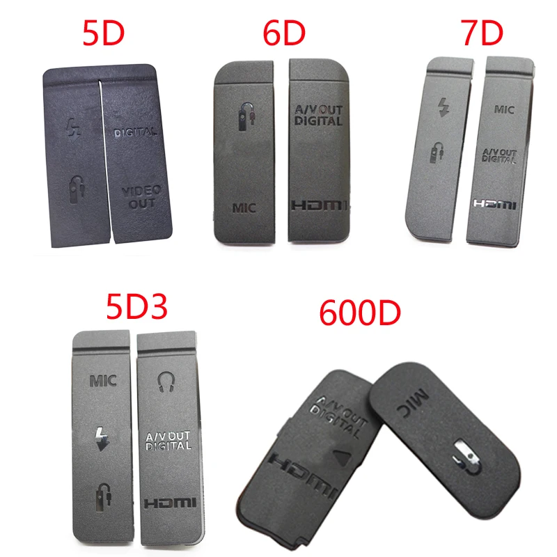 1set USB/HDMI-compatible DC IN/VIDEO OUT Rubber Door Bottom Cover For Canon EOS 5D 6D 7D Mark II / 5D2 / 5D3 600D 70D Camera