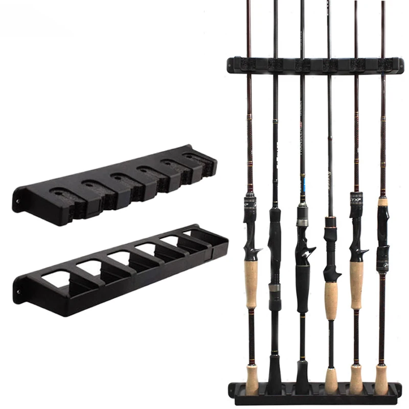 Suportes de vara de pesca 6-rod rack suporte de pólo vertical montagem na parede modular para garagem pólo de pesca display suporte quadro fixo