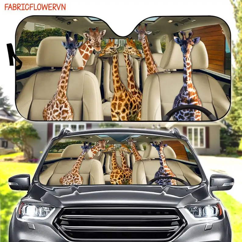 

Giraffe Car Sunshade, Giraffe Car Decoration, Giraffe Windshield, Giraffe Lovers Gift, Animal Car Sunshade, Gift For Mom, Gift F