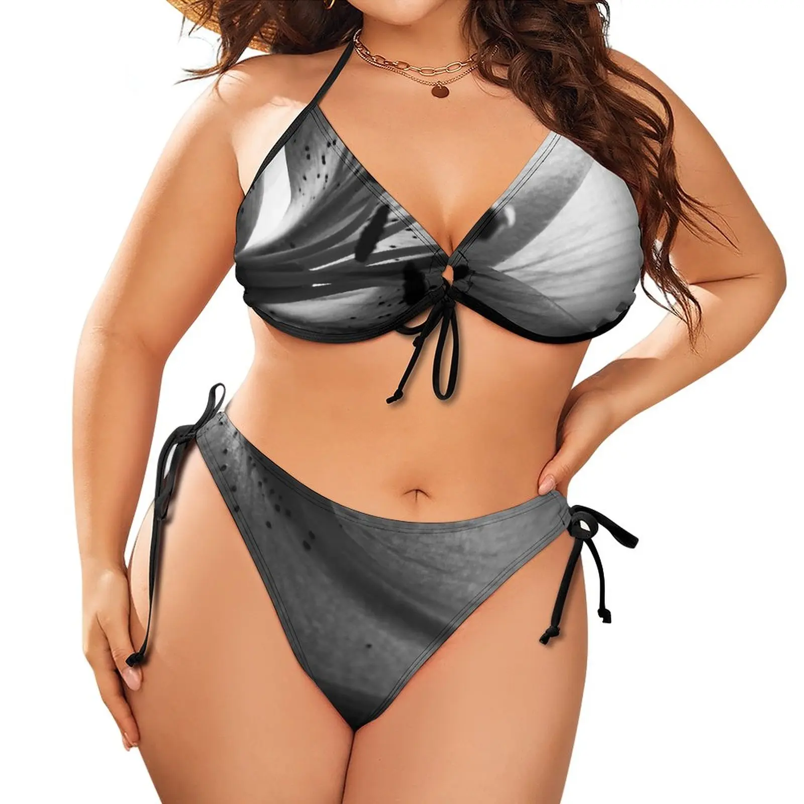 

Bikini Femme 2022 Plus Size Swimsuit Wear Two Piece Sexy Bikinis Lily Flower