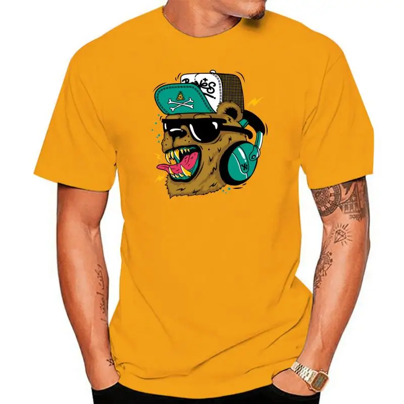 

Футболка в стиле хип-хоп с изображением бум-медведя, Дизайнерские приталенные мужские рождественские Топы с коротким рукавом, модные дизай...